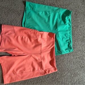 Women's Coral and Green biker Shorts